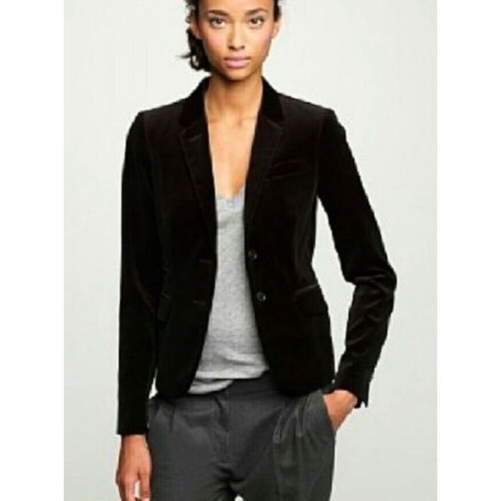 NWOT J Crew Collection Black Velvet Schoolboy Blazer, S 4, $218 B17 - Picture 2 of 11